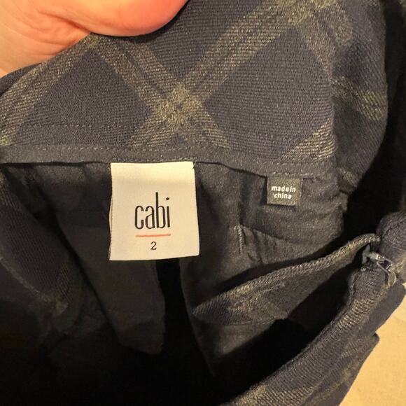 CAbi Women's Sz 2 Connery Ankle Length Trouser Mid Rise Stretch Plaid Blue‎ Tan - Picture 7 of 7